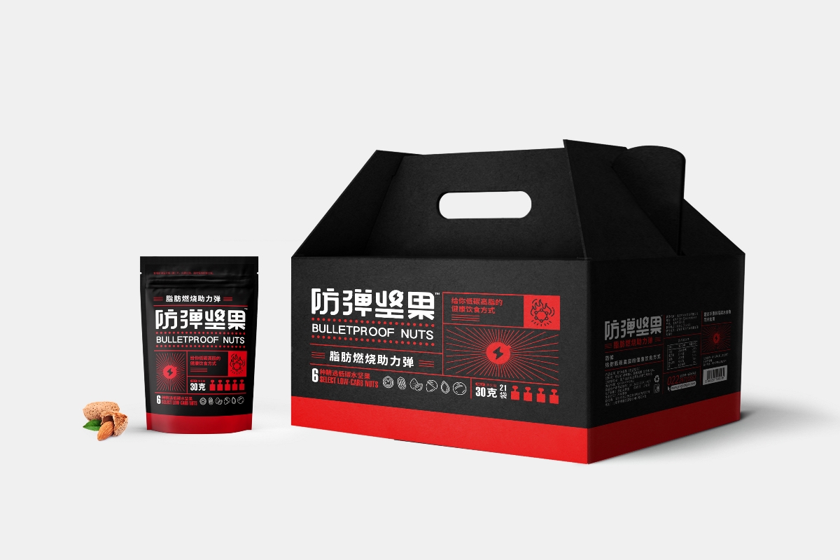 防彈堅果包裝設計主題明確-高大上設計作品